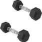 Rubber Encased Hex Dumbbell, Hand Weights with Anti-Slip Cast Iron Grip for Exercise & Fitness, Weights Dumbbells Set of 2 for Strength Training, 5-50 LBS Pair
