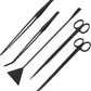 Mandala Crafts Black Stainless Steel Aquascaping Tools Kit – Aquarium Plant Tools with Tweezers, Spatula, and Scissors for Fish Tanks, Hospital Tanks, Goldfish Bowls, Aquariums, and Terrariums