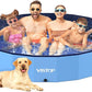 VISTOP Jumbo Foldable Dog Pool, Hard Plastic Shell Portable Swimming Pool for Dogs Cats and Kids Pet Puppy Bathing Tub Collapsible Kiddie Pool (87inch.D x 15.7inch.H, Blue)