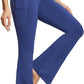 baleaf Women's V Crossover Flare Leggings with Pockets Yoga Pants High Waist Casual Workout Gym Bell Bottom Leggings