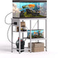 20-29 Gallon Fish Tank Stand with Power Outlet & LED Light, Metal Aquarium Stand with 3 Tier Adjustable Storage Shelves, Tank Stand for Reptile Tank, Turtle Tank, 30.7" L*13.8" W, White