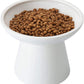 Extra Wide Elevated Ceramic Cat Bowl - 6.2" Shallow Dish for Whisker Fatigue Relief, 5" Height for Easy Feeding, Lead & Cadmium Free, Durable Raised Cat Food Bowls, White