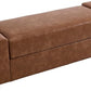 55" End of Bed Storage Bench Ottoman for Bedroom, Faux Leather Upholstered Entryway Bench Long Window Seating for Corner/Living Room/Recption Room/Office/Shop, Brown