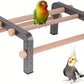 Small Bird Parrot Training Perch Stand for Parakeet Budgies Cockatiel Conure, Durable Heavy Duty Rustproof Metal Frame with 4 Wooden Bars for Bird to Play Climb and Exercise Table Toy