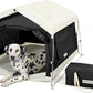 Dog Tent Cotton Fabric, Aluminum Poles and Camping Mat, Outdoor Weatherproof, Dog House Outdoor, Breathable with 2 Side Windows, Portable and Collapsible (Black, Large)