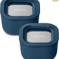 Caraway 2pc Glass Food Storage Set - 1.75 Cup Food Containers (2) - Non-Toxic Ceramic-Coated Glass - Air Release Technology - Compact & Stackable Design - Navy