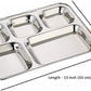 Extra Large Premium Stainless Steel Dinner Plates, 5 Compartments, Set of 2 | Eco Friendly Dinnerwear for Camping, Portion Control, Meal Prep, Lunch, and Party