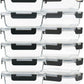 12 Pack 22oz Glass Meal Prep Containers, Food Storage Containers with Lids, Air-Tight, Leak-Resistant, Freezer to Microwave Safe - Grey Set