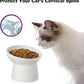 Ceramic Raised Cat Bowls, Elevated Tilted Cat Food and Water Bowls Set, Porcelain Stress Free Pet Feeder Dish for Cats and Small Dogs, Dishwasher and Microwave Safe, Set of 2(White)