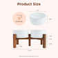 SPUNKYJUNKY Ceramic Dog Bowls Dog Bowl Set with Acacia Wood Stand Raised Dog Bowl Dog Food and Water Bowl for Small Medium Sized Dog (Deep, 15.5cm)