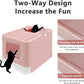 XL Foldable Cat Litter Box with Lid - Jumbo Enclosed Potty - Top Entry Anti-Splashing Toilet - Includes Scoop & 2-in-1 Cleaning Brush (Pink)
