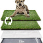 HQ4us Dog Grass Pad with Tray Small 23" x 16" Dog Litter Box Toilet for Puppy (No Grate) with 2×Artificial Grass for Dogs with Hemmed Edge, Pee Pads for Dogs, Realistic, Less Stink, Potty for Balcony