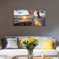 Yacht Sailing in Sea at Sunset Scenery Canvas Wall Art for Living Room Bathroom,Close-up View of Deck Mast Sails Picture Print Artwork Painting Decor,Epic Seascape Scenic Landscape,Inner Frame 20x40