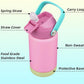 Insulated Water Bottle with Straw Lid,12 oz Stainless Steel Vacuum Metal Bottle with Silicone Handle,Rose Pink