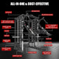 Commercial Smith Machine with Smith Bar, 4000LBS Power Cage Squat Rack with Lever Arm, Leg Press, LAT Pull Down System, Multi-Function Linear Bearing Cable Crossover Machine for Home Gym