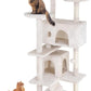 FDW Cat Tree 54in Cat Tower Multi-Level Durable Cat Scratching Post & Cozy Fun Cat Jumping Platform Space Saving Cat Condo Pet Play House for Indoor Cats,Beige