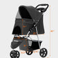 Pet Stroller with 3 Wheels for Small/Medium Pets, Portable Travel Foldable Carrier Jogger for Dog Cat Puppy Kitty, Rear Wheel Breaks, Storage Basket, Visible Mesh with Weather Cover (Black)