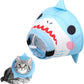 KOOLTAIL Cat Cone Collar, Adjustable Soft Comfortable Cat Recovery Collar to Stop Licking, Foldable Donut Water Resistant Pet Cone for Small Large Cats Kittens After Surgery Shark S