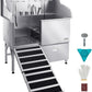 VEVOR Professional 304 Stainless Steel Dog Bathing Station, 50 inch Pet Grooming Tub w/Anti-Slip ramp, Storage Drawer, Cold Hot Faucet Showerhead, for Large & Medium & Small (Left Door, with Drawer)