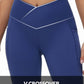 baleaf Women's V Crossover Flare Leggings with Pockets Yoga Pants High Waist Casual Workout Gym Bell Bottom Leggings
