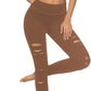 DIBAOLONG Womens High Waist Yoga Pants Cutout Ripped Tummy Control Workout Running Yoga Skinny Leggings