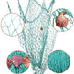 Nature Fish Net Wall Decoration with Shells, Ocean Themed Wall Hangings Fishing Net Party Decor for Pirate Party,Wedding,Photographing Decoration (2pack-Aqua/Aqua)