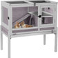 Aivituvin Rabbit Hutch with Stand Wooden Bunny Cage Indoor 2 Story Guinea Pig House with Anti Chew Ramp, No Leak Tray, Hideout, Wire Mesh (Gray)