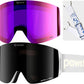 Ski Goggles Snow OTG Snowboard Goggles Magnetic Interchangeable Lens Frameless UV Protection Anti-fog mobile Skating