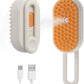 4-in-1 Cat Grooming Brush – Water Spray & Self-Cleaning Shedding Brush for Cats & Dogs – Pet Hair Removal & Massage Comb for Long & Short Hair (beige).