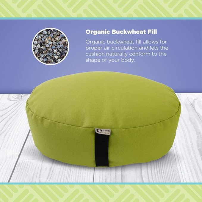 Bean Products Zafu Meditation Pillows for Sitting on Floor, Yoga Cushion, Cotton/Buckwheat Fill Yoga Pillow, Zafu Meditation Cushion, Zen Kneeling Prayer Pad- Made in USA - 14"x18" Oval - Stone Gray