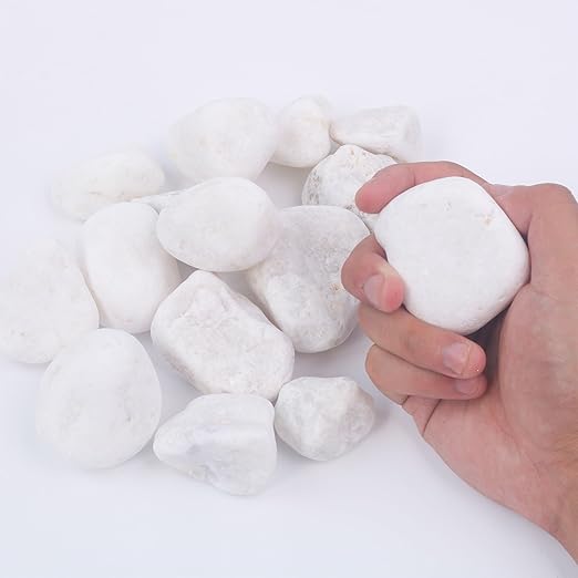 2LB 1"-2" White River Rocks for Plants, Polished Pebbles for Garden Landscaping, Planters, Aquariums, Vase Fillers – Indoor & Outdoor Decor