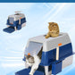 XL Stainless Steel Enclosed Litter Box with Covered for Indoor Cats, High Sides, Eliminates Odors, Easy Clean, Blue, FOXORU