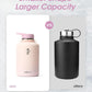 Coolflask Half Gallon Water Bottle Insulated with Straw, 64 oz Large Water Jug with Straw & Spout Lids, Double Wall Stainless Steel Metal Flask, Keep Cold 48h Hot 24h, Apricot Pink