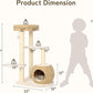 KAMABOKO Modern Cat Tree, 39" Tall Cat Trees for Kittens Climb Play & Rest, Cat-Tree for Indoor Cats w/Natural Sisal Scratching Posts, Hand-Woven Condo & Top Perch