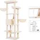 Heybly Cat Tree, 68 inch Multi-Level Cat Tower for Indoor Cats, 2 Widened Plush Perches Cat Condo with Scratching Board and Big Caves, Beige HCT025M