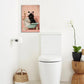 Cat Bathroom Wall Decor Black Cat Reading Newspaper in Bathtub Canvas Wall Art Funny Bathroom Pictures Kitten Painting Print Pink Artwork Framed Decorations Gifts 16"x24"