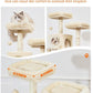 Taoqimiao Cat Tree, 68-Inch Cat Tree Cat Tower for Indoor Cats, Plush Multi-Level Cat Condo with 6 Scratching Posts, 2 Perches, 2 Caves,Hammock, 3 Pompoms,MS020SM Beige
