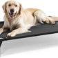 Petsfit Cooling Elevated Raised Dog Bed- Outdoor Pet Cot for Large Dogs, Upgraded Adjustable Firmness Pet Bed，Dog Hammock Bed with Durable Breathable Teslin Mesh，Non Slip, Black 48”