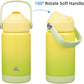 Insulated Water Bottle with Straw Lid,12 oz Stainless Steel Vacuum Metal Bottle with Silicone Handle,Lime
