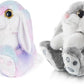 My OLi Bunny Stuffed Animal Pack of 2 Plush Rabbit 7in Stuffed Bunny with Floppy Ear Bedtime Friend Soft Toy Gifts for Girls Boys Kids, Gray & Rainbow