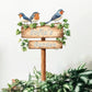 Personalized Bird Metal Sign with Stake,Custom Gardener Last Name Signs Outdoor Decor,Customized Flower Gardening Housewarming Gifts,Birds on the Branch Plaques for Patio Lawn Porch Backyard Farmhouse