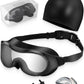 Swim Goggles with Nose Clip, Ear Plugs & Swim Cap, Anti-Fog UV Protection Lens, Leakproof Adjustable Strap for Adult