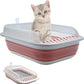 Low Entry Kitten Litter Box,Collapsible Cat Litter Box, Open Small Cat LitterBox with High Side Shallow Kitten Litter Pan Anti-Splashing Waterproof with Falling Sand Pedal
