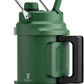 64 oz Insulated Water Bottle for Camping: Meoky Triple Wall Vacuum Stainless Steel Half Gallon Water Jug - Top and Side Handles, 2-in-1 Straw and Spout Lid, Cold for 36 Hrs, Leak Proof, BPA Free (Fir)