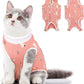 SUNFURA Cat Recovery Suit, Kitten Surgical Full Bodysuit for Abdominal Wound Protector Anti Licking After Surgery, Professional Bandages Cone E-Collar Alternative for Small Male & Female Pets