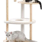 PETEPELA Wood Cat Tree Tower for Indoor Cats,5-Level Cat Climbing Tree Cat Play House with Sisal Scratching Posts Beige
