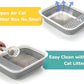 Foldable Cat Litter Box, Large Height-Adjustable Anti-Splash Open Air Kitty Litter Pan, Easy Clean with Scoop (Gray)