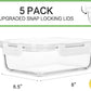 [5-Packs, 36 Oz.] Glass Meal Prep Containers with Locking Lids Glass Food Containers,Airtight Lunch Container,Microwave, Oven, Freezer and Dishwasher (4.5 Cup, White)