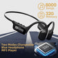 IHAO Swimming Headphones True Bone Conduction Open Ear Headset MP3 Player Built-in 32G Memory IP68 Underwater Waterproof Stereo Bluetooth Earphone for Driving Bicycling Running Skiing-X10 Black