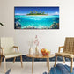 Tropical Island Coral Reef Landscape Canvas Wall Art for Living Room,Unique View Split Waterline Scenery,Beautiful Nature Summer Travel Scenic Picture Print Artwork Painting Decor,Inner Frame 30x60